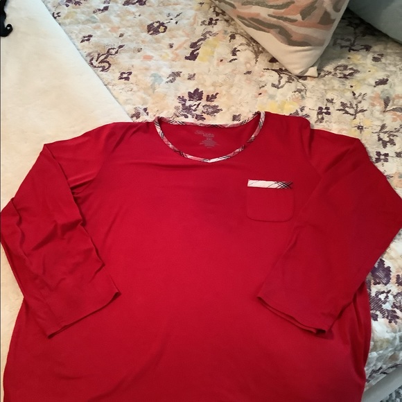 Croft & Barrow Maternity Pajama top long sleeves Red XXL front pocket - Picture 1 of 10